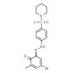 ChemSpider 2D Image | 4-Bromo-2-methyl-6-{[4-(1-piperidinylsulfonyl)phenyl]hydrazono}-2,4-cyclohexadien-1-one | C18H20BrN3O3S