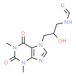 ChemSpider 2D Image | N-[3-(1,3-Dimethyl-2,6-dioxo-1,2,3,6-tetrahydro-7H-purin-7-yl)-2-hydroxypropyl]formamide | C11H15N5O4