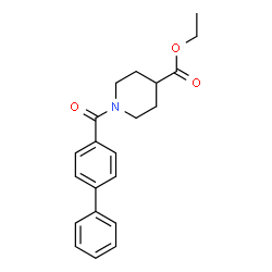 ChemSpider 2D Image | Ethyl 1-(4-biphenylylcarbonyl)-4-piperidinecarboxylate | C21H23NO3