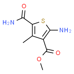 ChemSpider 2D Image | Methyl 2-amino-5-carbamoyl-4-methyl-3-thiophenecarboxylate | C8H10N2O3S
