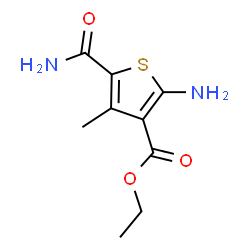 ChemSpider 2D Image | Ethyl 2-amino-5-carbamoyl-4-methyl-3-thiophenecarboxylate | C9H12N2O3S
