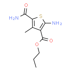 ChemSpider 2D Image | Propyl 2-amino-5-carbamoyl-4-methyl-3-thiophenecarboxylate | C10H14N2O3S