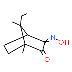 ChemSpider 2D Image | 3-(Hydroxyimino)-7-(iodomethyl)-1,7-dimethylbicyclo[2.2.1]heptan-2-one | C10H14INO2