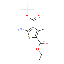 ChemSpider 2D Image | 2-Ethyl 4-(2-methyl-2-propanyl) 5-amino-3-methyl-2,4-thiophenedicarboxylate | C13H19NO4S