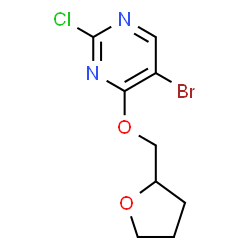 ChemSpider 2D Image | 5-Bromo-2-chloro-4-(tetrahydro-2-furanylmethoxy)pyrimidine | C9H10BrClN2O2