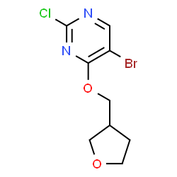 ChemSpider 2D Image | 5-Bromo-2-chloro-4-(tetrahydro-3-furanylmethoxy)pyrimidine | C9H10BrClN2O2