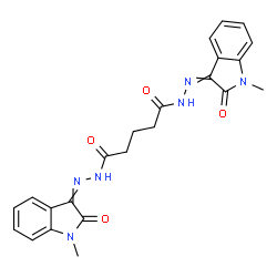 ChemSpider 2D Image | N'~1~,N'~5~-Bis(1-methyl-2-oxo-1,2-dihydro-3H-indol-3-ylidene)pentanedihydrazide | C23H22N6O4