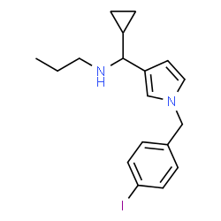 ChemSpider 2D Image | N-{Cyclopropyl[1-(4-iodobenzyl)-1H-pyrrol-3-yl]methyl}-1-propanamine | C18H23IN2