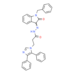 ChemSpider 2D Image | N'-(1-Benzyl-2-oxo-1,2-dihydro-3H-indol-3-ylidene)-3-(4,5-diphenyl-1H-imidazol-1-yl)propanehydrazide | C33H27N5O2
