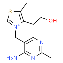ChemSpider 2D Image | 3-[(4-Amino-2-methyl-5-pyrimidinyl)methyl]-4-(2-hydroxyethyl)-5-methyl-1,3-thiazol-3-ium | C12H17N4OS