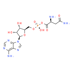 ChemSpider 2D Image | 5'-O-[(S)-{[(2S)-2,4-Diamino-4-oxobutanoyl]oxy}(hydroxy)phosphoryl]adenosine | C14H20N7O9P
