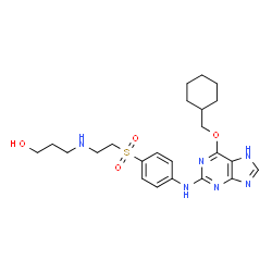 ChemSpider 2D Image | 3-({2-[(4-{[6-(Cyclohexylmethoxy)-7H-purin-2-yl]amino}phenyl)sulfonyl]ethyl}amino)-1-propanol | C23H32N6O4S