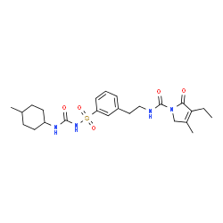 ChemSpider 2D Image | 3-Ethyl-4-methyl-N-[2-(3-{[(4-methylcyclohexyl)carbamoyl]sulfamoyl}phenyl)ethyl]-2-oxo-2,5-dihydro-1H-pyrrole-1-carboxamide | C24H34N4O5S