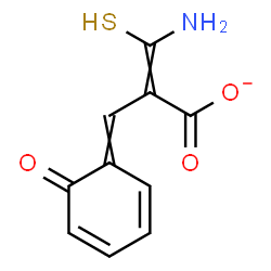 ChemSpider 2D Image | 3-Amino-2-[(6-oxo-2,4-cyclohexadien-1-ylidene)methyl]-3-sulfanylacrylate | C10H8NO3S