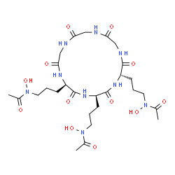 ChemSpider 2D Image | Cyclo(glycyl-N~5~-acetyl-N~5~-hydroxy-D-ornithyl-N~5~-acetyl-N~5~-hydroxy-D-ornithyl-N~5~-acetyl-N~5~-hydroxy-L-ornithylglycylglycyl) | C27H45N9O12