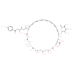 ChemSpider 2D Image | 22-[(3-Amino-3,6-dideoxy-D-mannopyranosyl)oxy]-38-[7-(4-aminophenyl)-5-hydroxy-4-methyl-7-oxo-2-heptanyl]-10,12,14,18,20-pentahydroxy-37-methyl-2,4,8,16-tetraoxooxacyclooctatriaconta-23,25,27,29,31,33
,35-heptaene-19-carboxylic acid | C59H84N2O18