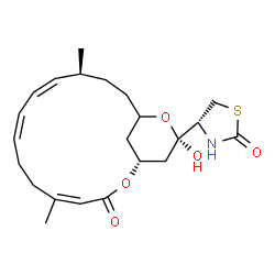 ChemSpider 2D Image | (4R)-4-[(1R,4Z,8Z,10Z,12S,17R)-17-Hydroxy-5,12-dimethyl-3-oxo-2,16-dioxabicyclo[13.3.1]nonadeca-4,8,10-trien-17-yl]-1,3-thiazolidin-2-one | C22H31NO5S