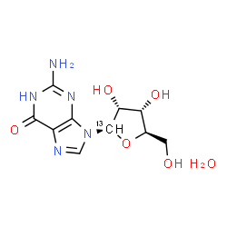 ChemSpider 2D Image | [1'-13C]guanosine 1-hydrate | C913CH15N5O6