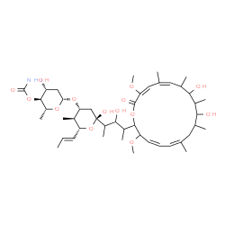 ChemSpider 2D Image | (5R)-3-O-(4-O-Carbamoyl-2,6-dideoxy-beta-D-arabino-hexopyranosyl)-2,4-dideoxy-1-C-{4-[(4Z,6Z,14Z,16E)-10,12-dihydroxy-3,17-dimethoxy-7,9,11,13,15-pentamethyl-18-oxooxacyclooctadeca-4,6,14,16-tetraen-2
-yl]-3-hydroxy-2-pentanyl}-4-methyl-5-[(1E)-1-propen-1-yl]-alpha-D-threo-pentopyranose | C45H73NO14
