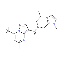 ChemSpider 2D Image | 5-Methyl-N-[(1-methyl-1H-imidazol-2-yl)methyl]-N-propyl-7-(trifluoromethyl)pyrazolo[1,5-a]pyrimidine-3-carboxamide | C17H19F3N6O