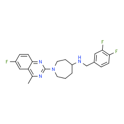 ChemSpider 2D Image | N-(3,4-Difluorobenzyl)-1-(6-fluoro-4-methyl-2-quinazolinyl)-4-azepanamine | C22H23F3N4