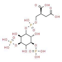 ChemSpider 2D Image | (2R)-2-{[(Hydroxy{[(2R,3R,5S,6R)-2,4,6-trihydroxy-3,5-bis(phosphonooxy)cyclohexyl]oxy}phosphoryl)oxy]methyl}succinic acid | C11H21O19P3