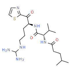 ChemSpider 2D Image | 4-METHYL-PENTANOIC ACID {1-[4-GUANIDINO-1-(THIAZOLE-2-CARBONYL)-BUTYLCARBAMOYL]-2-METHYL-PROPYL}-AMIDE | C20H36N6O3S