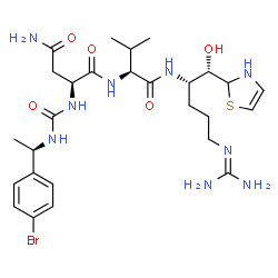 ChemSpider 2D Image | N~2~-{[(1R)-1-(4-Bromophenyl)ethyl]carbamoyl}-L-asparaginyl-N-[(1S,2S)-5-[(diaminomethylene)amino]-1-(2,3-dihydro-1,3-thiazol-2-yl)-1-hydroxy-2-pentanyl]-L-valinamide | C27H42BrN9O5S