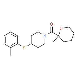 ChemSpider 2D Image | {4-[(2-Methylphenyl)sulfanyl]-1-piperidinyl}(2-methyltetrahydro-2H-pyran-2-yl)methanone | C19H27NO2S