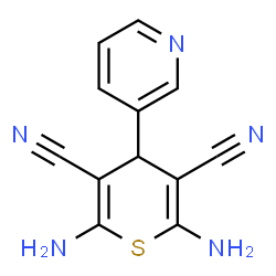 ChemSpider 2D Image | 2,6-Diamino-4-pyridin-3-yl-4H-thiopyran-3,5-dicarbonitrile | C12H9N5S