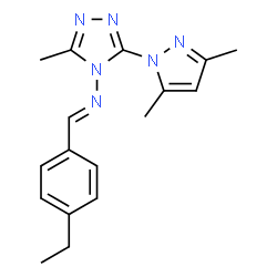 ChemSpider 2D Image | (E)-N-[3-(3,5-Dimethyl-1H-pyrazol-1-yl)-5-methyl-4H-1,2,4-triazol-4-yl]-1-(4-ethylphenyl)methanimine | C17H20N6