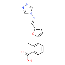 ChemSpider 2D Image | 2-Methyl-3-{5-[(E)-(4H-1,2,4-triazol-4-ylimino)methyl]-2-furyl}benzoic acid | C15H12N4O3