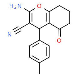 ChemSpider 2D Image | 2-Amino-4-(4-methylphenyl)-5-oxo-5,6,7,8-tetrahydro-4H-chromene-3-carbonitrile | C17H16N2O2