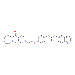 ChemSpider 2D Image | (1-Methyl-2-azepanyl){4-[2-(4-{[methyl(6-quinolinylmethyl)amino]methyl}phenoxy)ethyl]-1-piperazinyl}methanone | C32H43N5O2