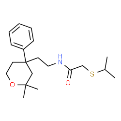 ChemSpider 2D Image | N-[2-(2,2-Dimethyl-4-phenyltetrahydro-2H-pyran-4-yl)ethyl]-2-(isopropylsulfanyl)acetamide | C20H31NO2S
