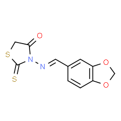 ChemSpider 2D Image | 3-[(E)-(1,3-Benzodioxol-5-ylmethylene)amino]-2-thioxo-1,3-thiazolidin-4-one | C11H8N2O3S2