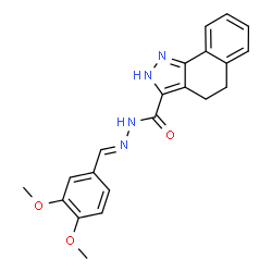 ChemSpider 2D Image | N'-[(E)-(3,4-Dimethoxyphenyl)methylene]-4,5-dihydro-1H-benzo[g]indazole-3-carbohydrazide | C21H20N4O3