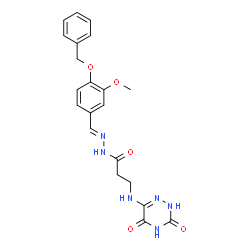 ChemSpider 2D Image | N'-{(E)-[4-(Benzyloxy)-3-methoxyphenyl]methylene}-3-[(3,5-dioxo-2,3,4,5-tetrahydro-1,2,4-triazin-6-yl)amino]propanehydrazide | C21H22N6O5