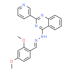 ChemSpider 2D Image | 4-[(2E)-2-(2,4-Dimethoxybenzylidene)hydrazino]-2-(3-pyridinyl)quinazoline | C22H19N5O2