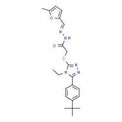 ChemSpider 2D Image | 2-{[5-(4-tert-Butylphenyl)-4-ethyl-4H-1,2,4-triazol-3-yl]sulfanyl}-N'-[(E)-(5-methyl-2-furyl)methylene]acetohydrazide | C22H27N5O2S
