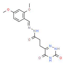ChemSpider 2D Image | N'-[(E)-(2,4-Dimethoxyphenyl)methylene]-3-(3,5-dioxo-2,3,4,5-tetrahydro-1,2,4-triazin-6-yl)propanehydrazide | C15H17N5O5