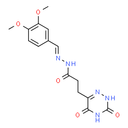 ChemSpider 2D Image | N'-[(E)-(3,4-Dimethoxyphenyl)methylene]-3-(3,5-dioxo-2,3,4,5-tetrahydro-1,2,4-triazin-6-yl)propanehydrazide | C15H17N5O5