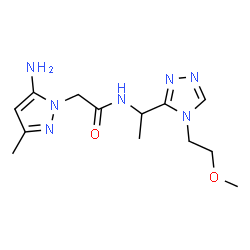 ChemSpider 2D Image | 2-(5-Amino-3-methyl-1H-pyrazol-1-yl)-N-{1-[4-(2-methoxyethyl)-4H-1,2,4-triazol-3-yl]ethyl}acetamide | C13H21N7O2