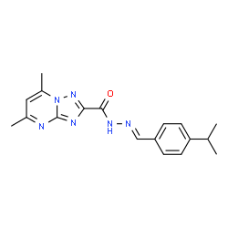 ChemSpider 2D Image | N'-[(E)-(4-Isopropylphenyl)methylene]-5,7-dimethyl[1,2,4]triazolo[1,5-a]pyrimidine-2-carbohydrazide | C18H20N6O