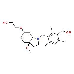 ChemSpider 2D Image | 2-({(3aR,6S,7aS)-1-[3-(Hydroxymethyl)-2,4,6-trimethylbenzyl]-3a-methoxyoctahydro-1H-indol-6-yl}oxy)ethanol | C22H35NO4
