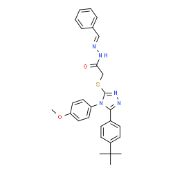 ChemSpider 2D Image | 2-{[5-(4-tert-Butylphenyl)-4-(4-methoxyphenyl)-4H-1,2,4-triazol-3-yl]sulfanyl}-N'-[(E)-phenylmethylene]acetohydrazide | C28H29N5O2S