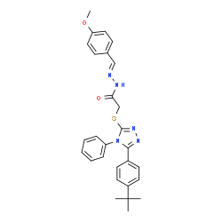 ChemSpider 2D Image | 2-{[5-(4-tert-Butylphenyl)-4-phenyl-4H-1,2,4-triazol-3-yl]sulfanyl}-N'-[(E)-(4-methoxyphenyl)methylene]acetohydrazide | C28H29N5O2S