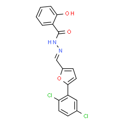 ChemSpider 2D Image | N'-{(E)-[5-(2,5-Dichlorophenyl)-2-furyl]methylene}-2-hydroxybenzohydrazide | C18H12Cl2N2O3