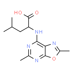 ChemSpider 2D Image | N-(2,5-Dimethyl[1,3]oxazolo[5,4-d]pyrimidin-7-yl)leucine | C13H18N4O3