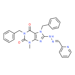ChemSpider 2D Image | 1,7-Dibenzyl-3-methyl-8-[(2E)-2-(2-pyridinylmethylene)hydrazino]-3,7-dihydro-1H-purine-2,6-dione | C26H23N7O2